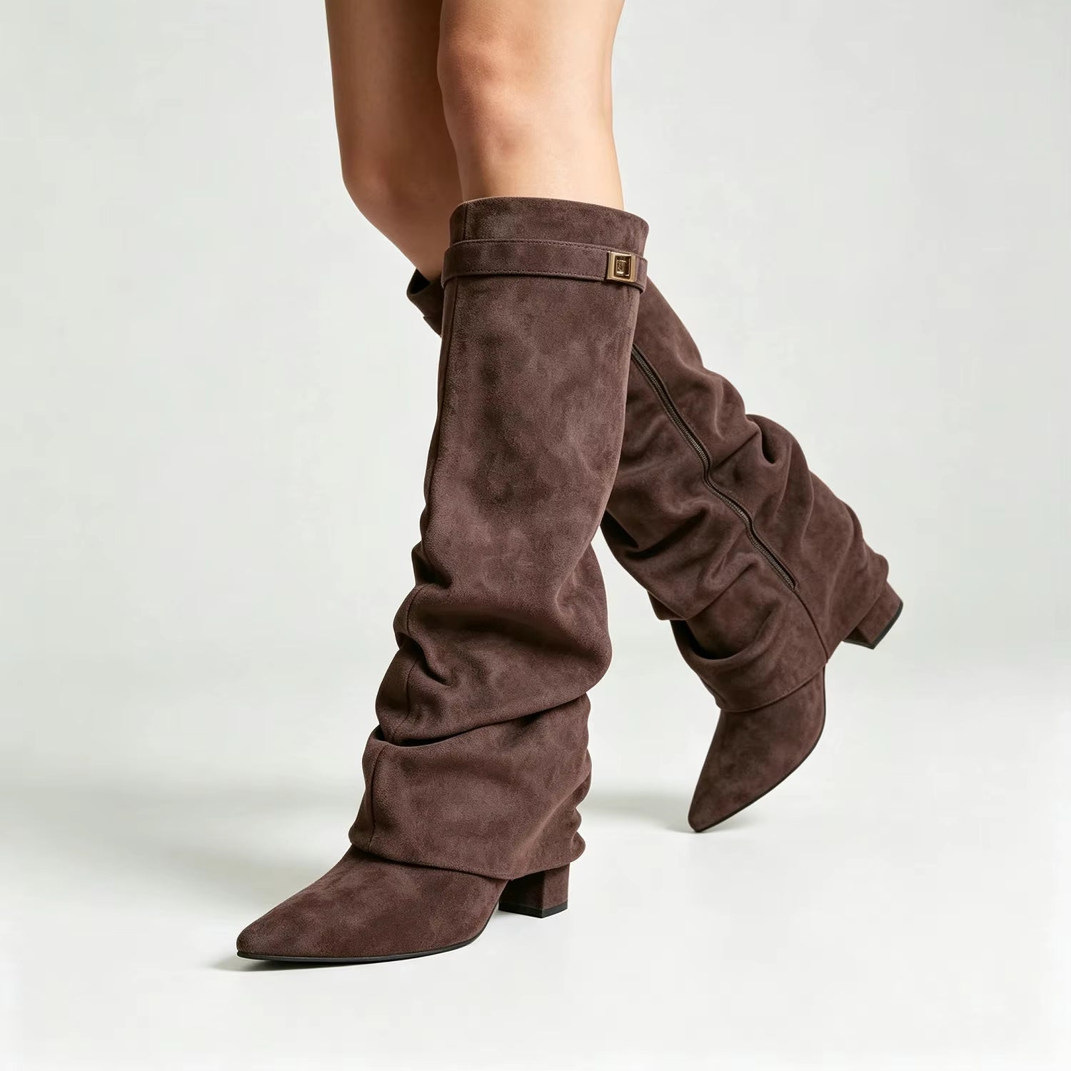 ZEYA - Teresa Slouchy Pointed Knee High Boots