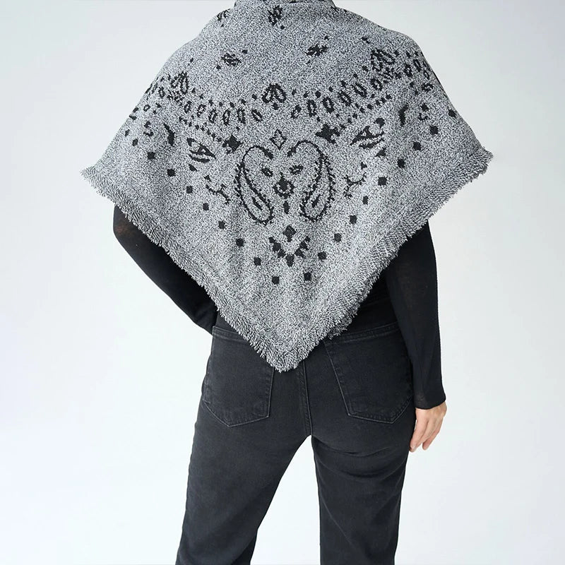 ZEYA - Terry Knitted Fringed Square Scarf