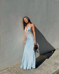 Naomi Lace Patchwork Halter Dress