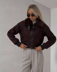 Tia Suede Short Bomber Jacket