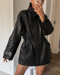 Nicole Cinched Waist Faux Leather Jacket