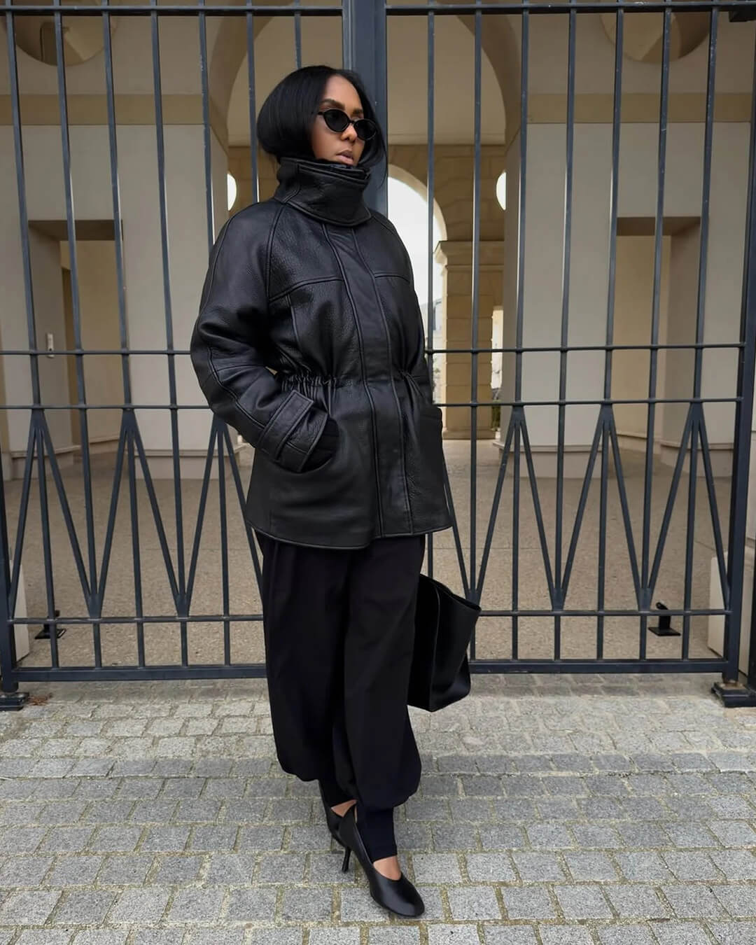 ZEYA - Vivienne Cinched Waist Leather Jacket