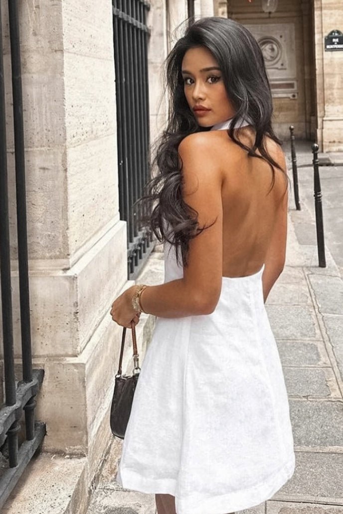 ZEYA - Yza Backless Buttoned Mini Dress
